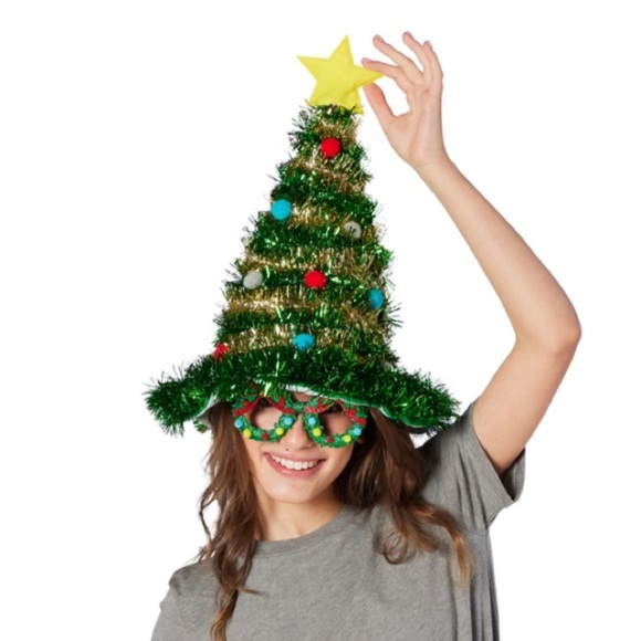 NWT Tinsel Sparkle Christmas Tree Party Holiday Hat - Picture 1 of 4